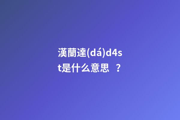 漢蘭達(dá)d4st是什么意思？